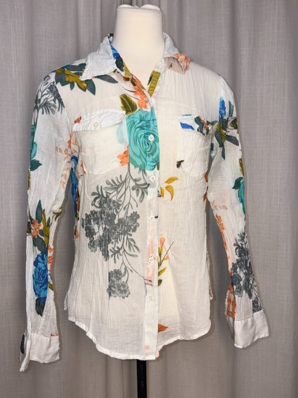 100% Cotton Button up Blouse with Anthro Vibes